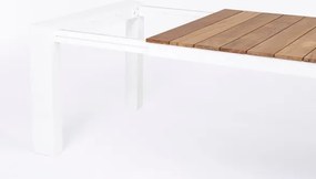 Tavolo Da Esterno In Alluminio Piano In Teak Allungabile 110x253/384 Cm Cameron Bianco Bizzotto