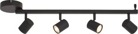 Faretto da soffitto moderno nero a 4 luci GU10 50mm con retroilluminazione e interruttore a 3 posizioni - Back Up