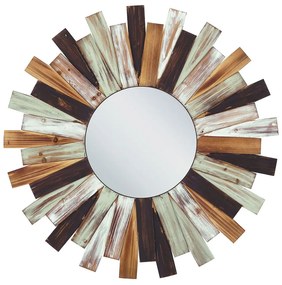 Specchio da parete in legno multicolore ø 75 cm TAMPICO Beliani
