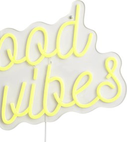 Lampada da parete al neon gialla con LED - Good Vibes