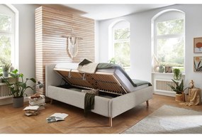 Letto matrimoniale imbottito beige con contenitore con rete inclusa 180x200 cm Mattis – Meise Möbel