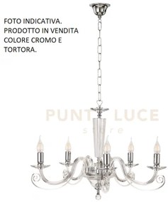 Lampadario cherubini 5 luci tortora e cromo attacco e14 d.82cm