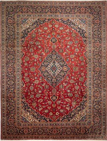 Kashan Tappeto 300 x 390 Rosso (Iran) Annodato A Mano
