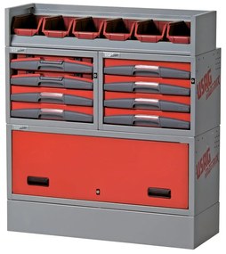 Armadietto da officina USAG Composizione per allestimento furgone in acciaio  8 cassetti 1 ripiani, L 99 x P 37.5 x H 114.6 cm
