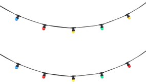 Ghirlanda luminosa nera collegabile con spina 6m incl. 10 luci multicolore E27 IP65 - Lubber
