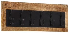 Appendiabiti Da Parete Con 6 Ganci İn Legno Massello Di Mango /