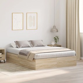 Struttura letto  rovere di sonoma legno ingegnerizzato matrimoniale