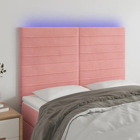 Testiera A Led Rosa 144x5x118/128 Cm İn Velluto /
