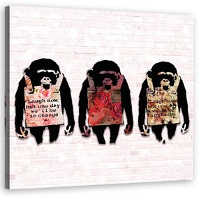 Quadro su tela, Banksy ride le scimmie