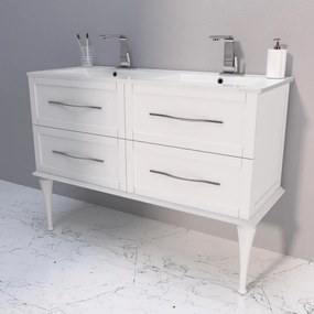 Mobile sottolavabo e lavabo Tiffany per doppia vasca bco opaco L 120 x P 46 cm 2 cassetti