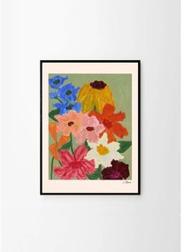 Poster 50x70 cm Flowers on Sage Green – Carla Llanos – The Poster Club