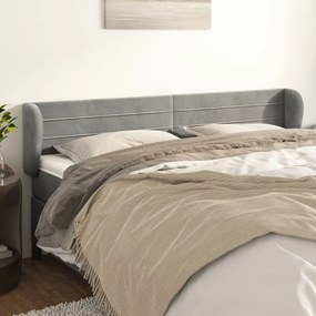 Testiera Ad Orecchio Grigio Chiaro 183x23x78/88 Cm İn Velluto /
