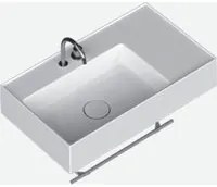 Lavabo lavatrucco Domus Falerii bianco lucido 80x46 cm con vasca a sinistra