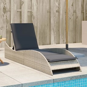 Lettino Con Cuscino Grigio Chiaro 60x205x73 Cm İn Polyrattan /