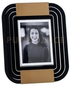 Portafoto di design tudor piccolo nero,oro laccato