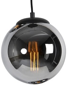 Lampadario Art Déco nero con vetro fumé 3 luci - Pallon