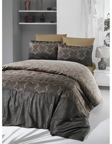 Biancheria da letto matrimoniale in cotone sateen marrone 200x200 cm Pandora - Mijolnir