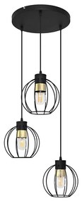 Lampadario a sospensione con filo STARLIGHT 3xE27/15W/230V nero/oro