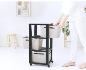 Scaffale mobile in plastica nero/beige 30x77 cm Brisen - Rotho