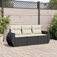 Set Divani da Giardino 3 pz con Cuscini in Polyrattan Nero 3253393