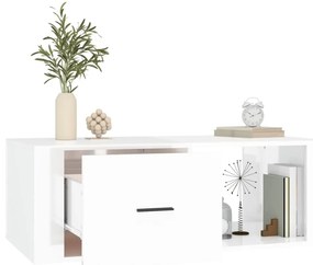 Tavolino salotto bianco lucido 100x50,5x35 cm legno multistrato