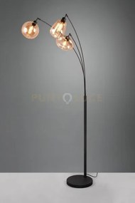 Lumina piantana metallo nero ad arco con 3 diffusori forme differen...