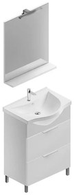 Mobile sottolavabo, lavabo e specchio con illuminazione Jnka bianco lucido L 65 x H 75 x P 46 cm 1 vasca 2 cassetti