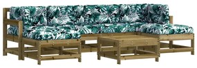 Set divani da giardino 7pz con cuscini legno impregnato di pino