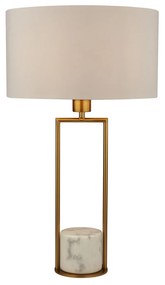 Lampada Da Scrivania Contemporanea Claire Metallo Oro Tessuto Bianco 1 Luce E27