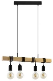 Eglo 33378 - Lampadario LED a sospensione con filo TOWNSHEND 4xE27/4W/230V 2200K beige/nero