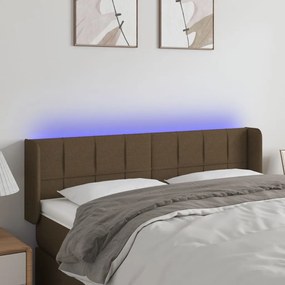 Testiera A Led Marrone Scuro 147x16x78/88 Cm İn Tessuto /