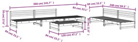 Set Salotto da Giardino 6 pz Nero in Legno Massello di Pino