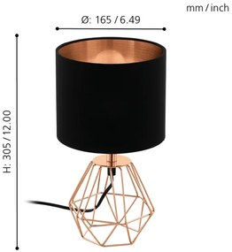 Eglo 95787- Lampada da tavolo CARLTON 2 1xE14/60W/230V