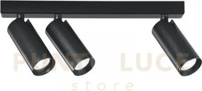 Spot plauto nero in acciaio e alluminio 3 luci attacco gu10 mini 34...