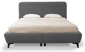 Letto matrimoniale imbottito grigio scuro con contenitore con rete inclusa 160x200 cm Makapu – Makamii