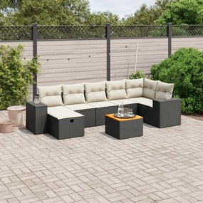 Set Divani da Giardino con Cuscini 8 pz Nero in Polyrattan