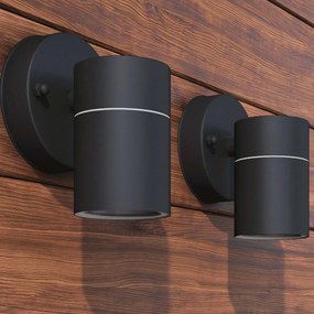 Lampada Led Da Parete 2 Pz Acciaio Inox Proiezione Basso /