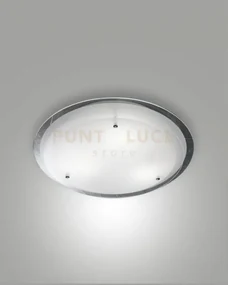Hill plafoniera bianca d.40cm in vetro e metallo 2 luci attacco e27