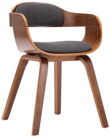 Sedia Da Pranzo Grigio Scuro İn Tessuto E Legno Curvato /