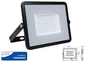 Faro Proiettore Led Flood Super Slim 50W Bianco Neutro Carcassa Nera Chip Samsung Garanzia 5 Anni SKU-21407