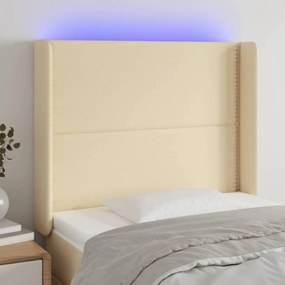 Testiera A Led Crema 83x16x118/128 Cm İn Tessuto /