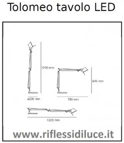 Artemide tolomeo tavolo standard  alluminio led 10w 3000k