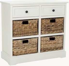 Cassettiera in legno di pino con cesti in rattan Damien