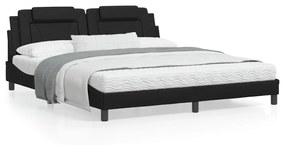 Giroletto Con Testiera Nero 180x200 Cm İn Similpelle /