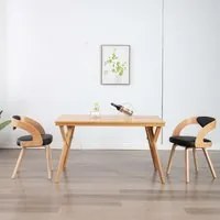 Sedie da Pranzo 2 pz Nere in Legno Curvato e Similpelle 283105