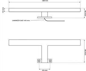 Lampada LED da Specchio 30cm Nera 4W - Doppia Installazione Colore Bianco Caldo 3.000K