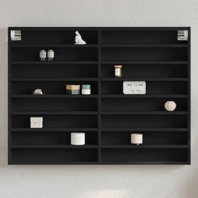 Armadietto Con Vetrina Nero 100x8,5x75 Cm Legno Multistrato /