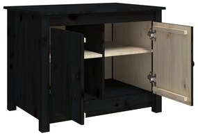 Tavolino da Salotto Nero 71x49x55 cm in Legno Massello di Pino