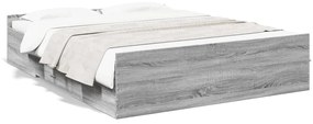 Giroletto Cassetti Grigio Sonoma 160x200 Cm Legno Multistrato /