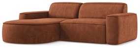 Divano angolare color terracotta (con penisola a sinistra/con chaise lounge) con rivestimento in ciniglia Omao – Makamii